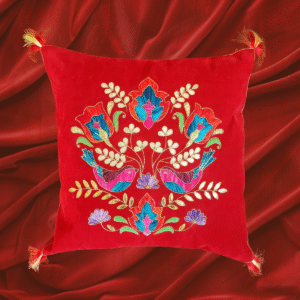 VELVET ZARDOZI CUSHION COVER-Floral